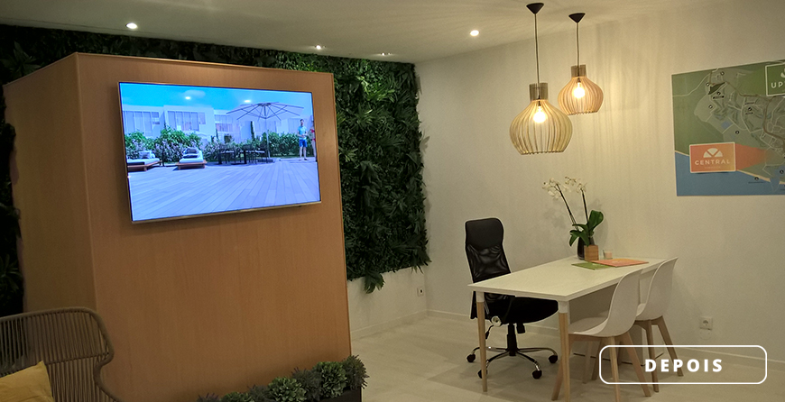 Stand de vendas de imobiliária em Vilamoura depois de ser remodelado